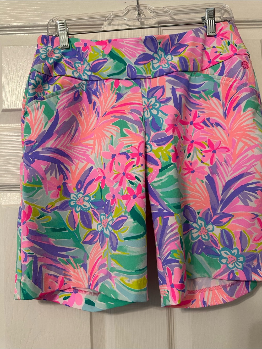 Lilly Pulitzer Pink, Purple & Green Tropical Print Bermuda Shorts